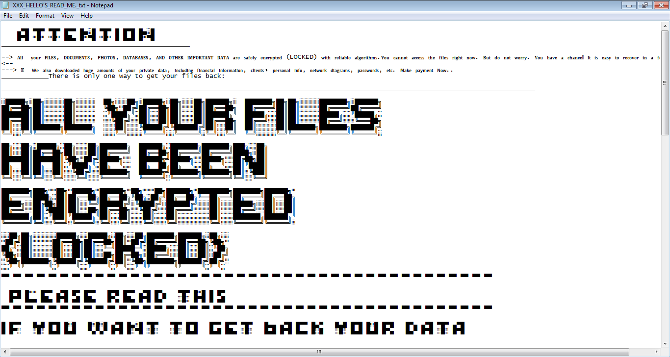 Puspa2 Ransomware ransom note page 1