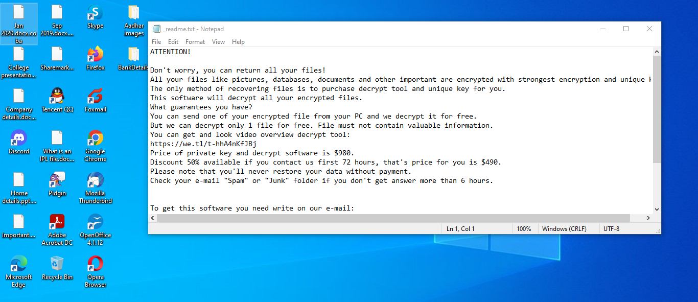 Files encrypted by Coba ransomware