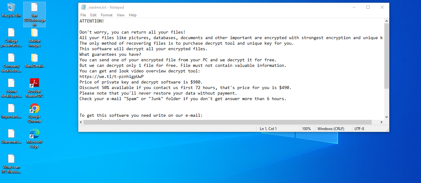 Files encrypted by Gash ransomware