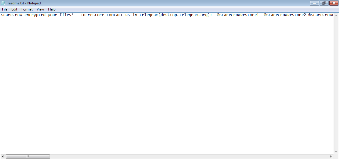 ScareCrow Ransomware readme.txt ransom note