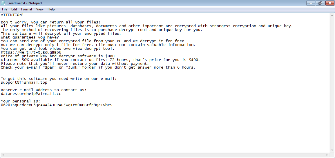 Isal Ransomware readme.txt ransom note