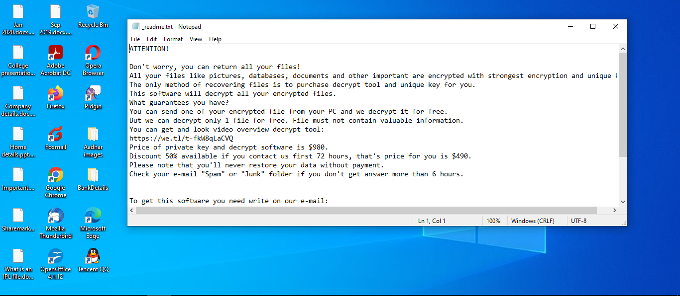 Files encrypted by Coza ransomware