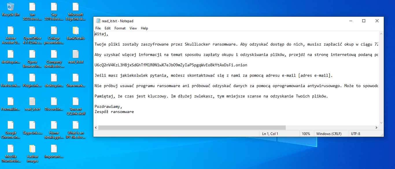 Files encrypted by SkullLocker Ransomware