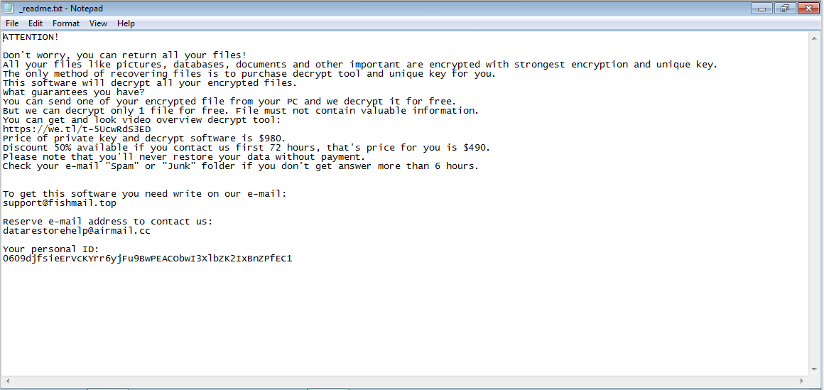 Uyro Ransomware _readme.txt ransom note