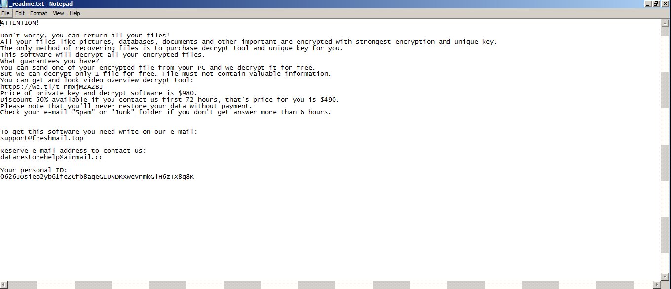 Bpsm Ransomware readme.txt ransom note