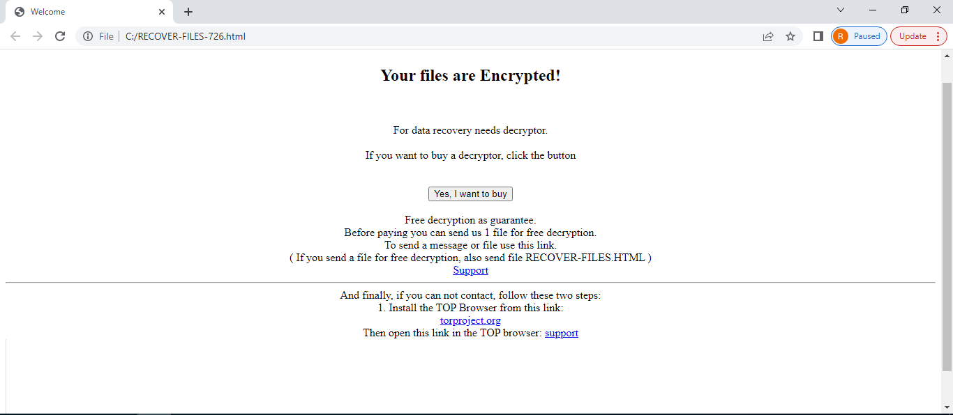 726 Ransomware RECOVER-FILES-726.html ransom note