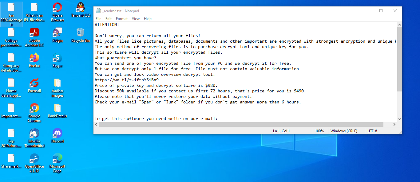 Files encrypted by Qotr ransomware
