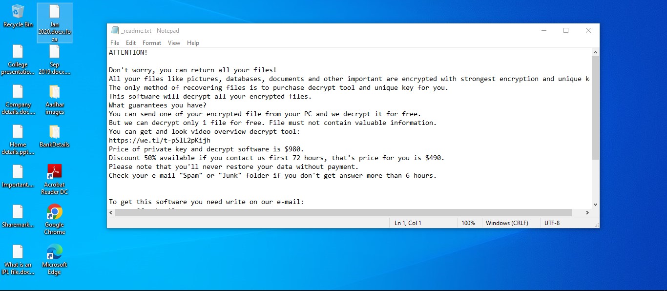 Files encrypted by Foza ransomware