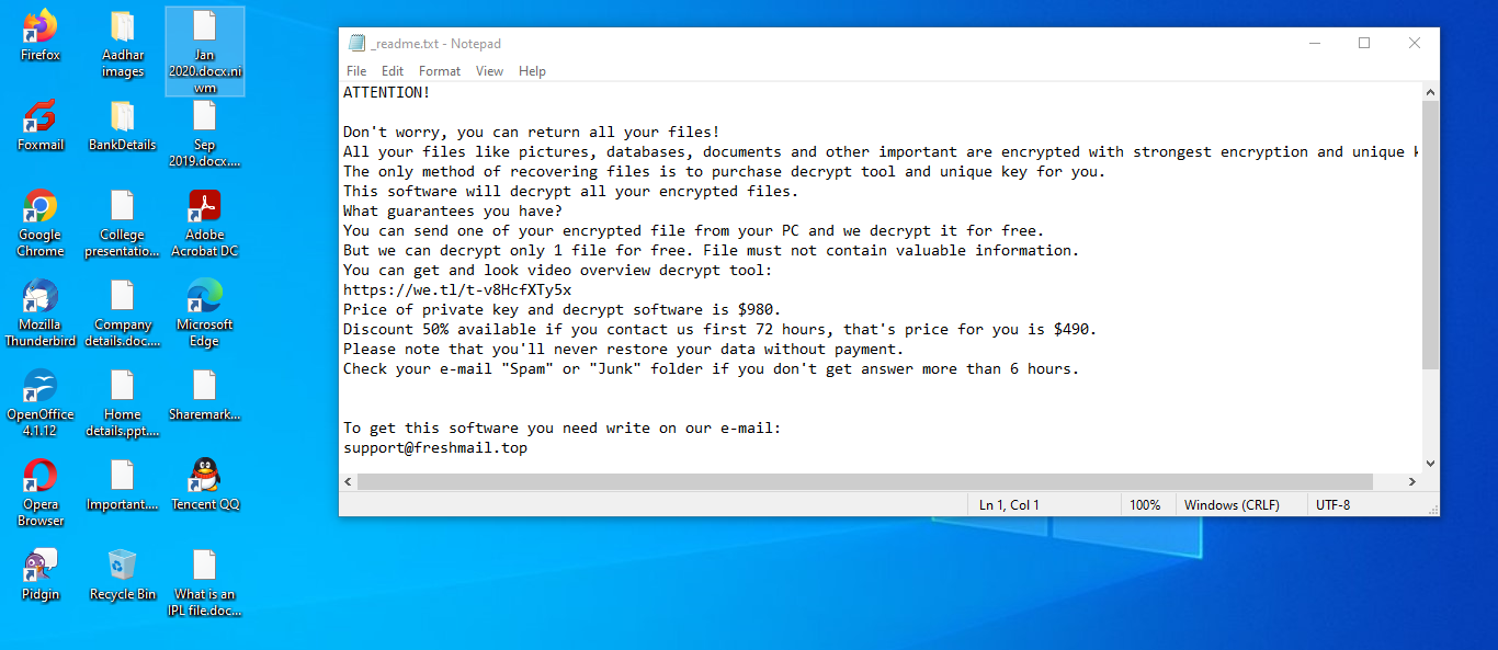 Files encrypted by Niwm ransomware