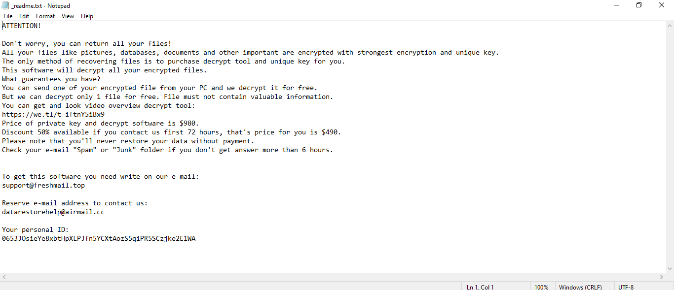 Qoqa Ransomware readme.txt ransom note