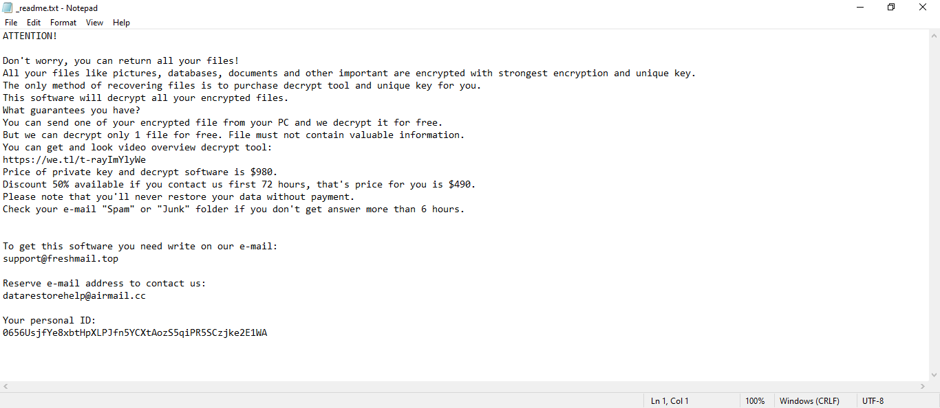 Goaq Ransomware readme.txt ransom note