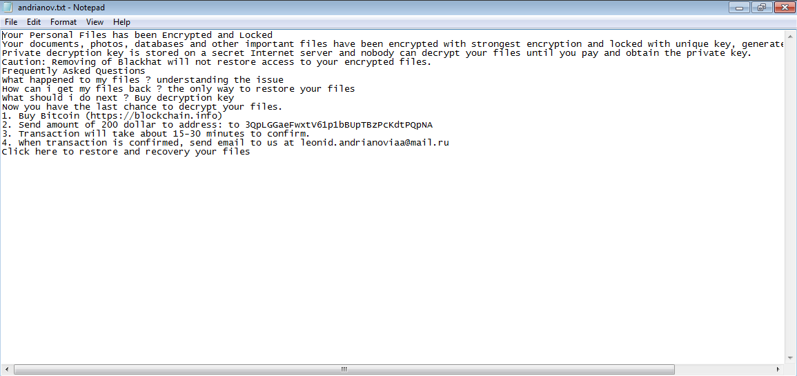 Andrianov Ransomware andrianov.txt ransom note
