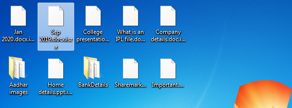 Files encrypted by Isza ransomware