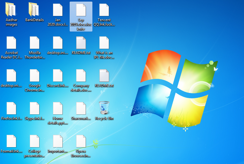 Files encrypted by Lucknite ransomware