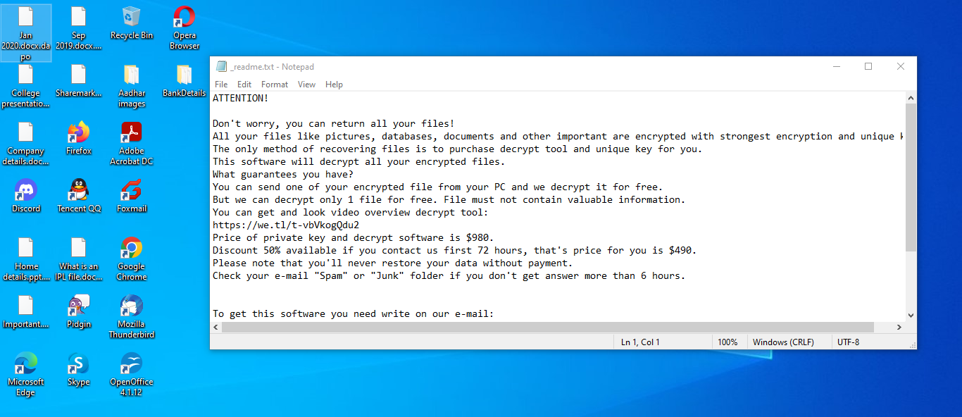 Files encrypted by Dapo ransomware