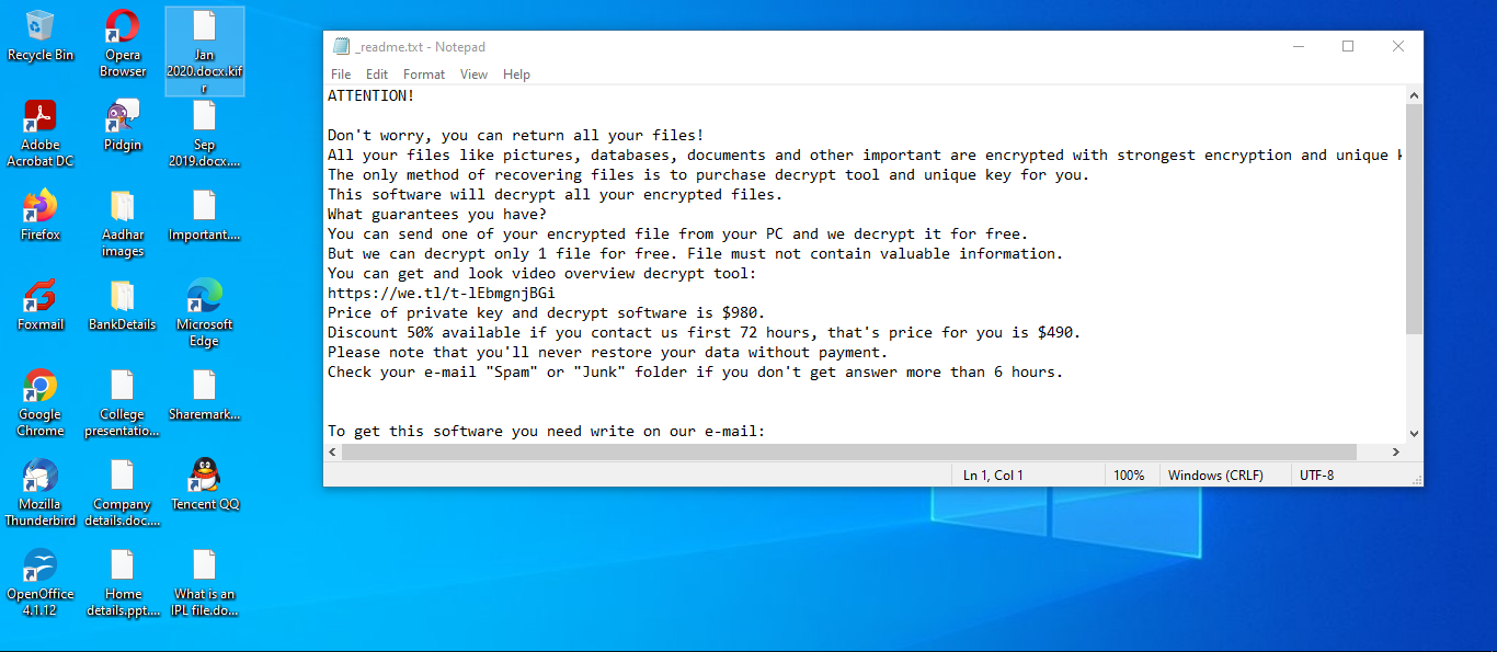 Files encrypted by Kifr ransomware