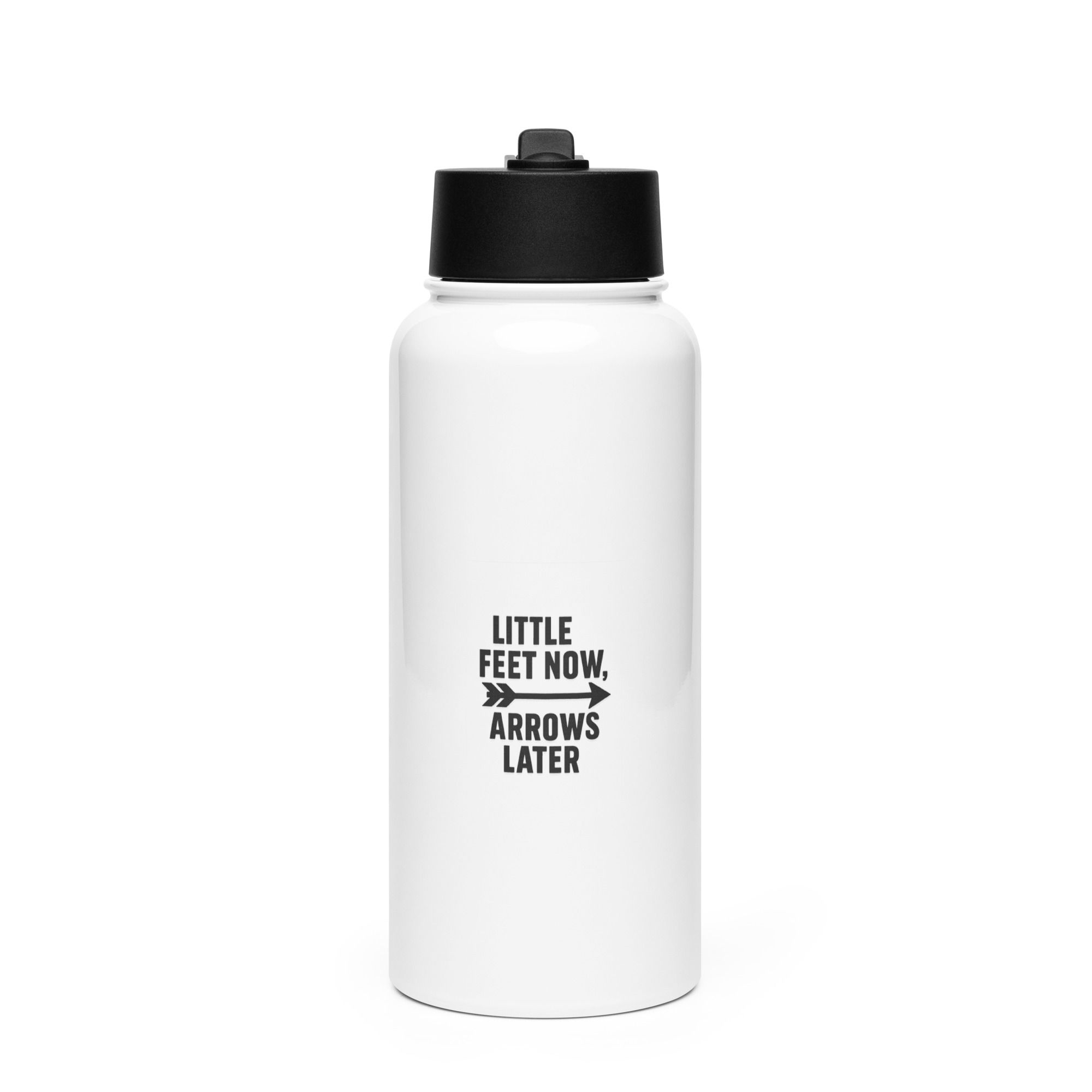 Stainless steel water bottle with a straw lid- little feet, arrows