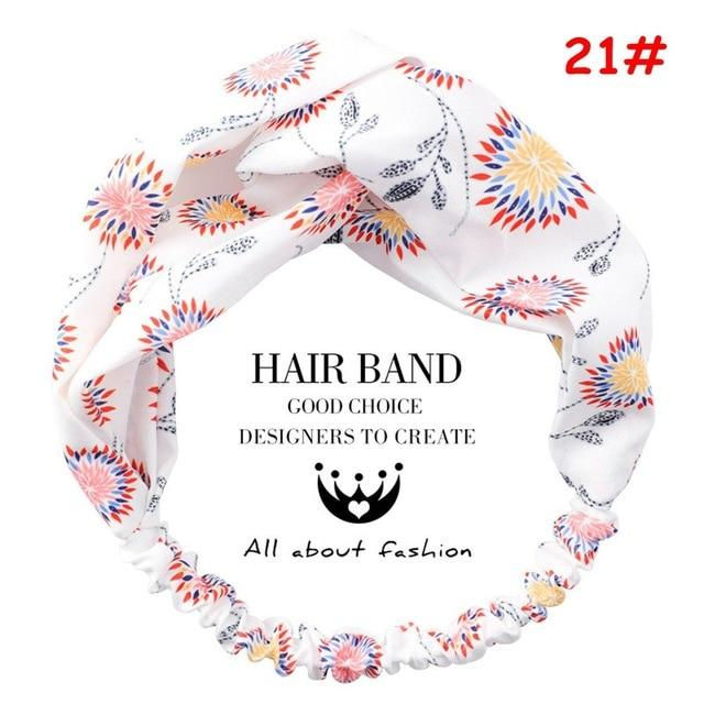 Thumbnail: Twist Cross Floral Elastic Knotted Headband