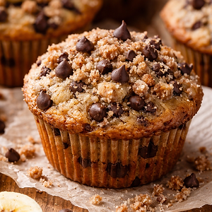 Jumbo Banana Chocolate Chip Muffins w/ Streusel Topping