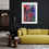 Thumbnail: Framed OOAK 13x19" ROC Skyline print on black wall above bright yellow sofa in modern room.