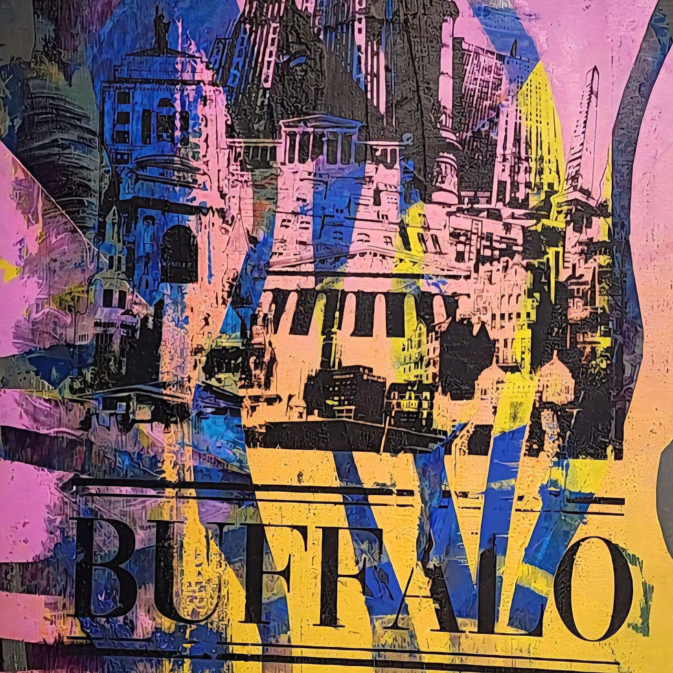 Thumbnail: One-of-a-kind Buffalo Skyline Print - Erie Wave(13x19")