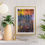 Thumbnail: OOAK NYC Skyline Print: graphic with fiery sunset gradient background on 13x19 in mixed media poster in a in-situ image.