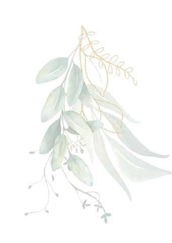 watercolor-floral-green-gold-leaf-bouque