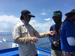 Discussing acoustic research with Dr. Harry Lin