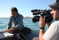 Leszek and the Lab at field work in Sout