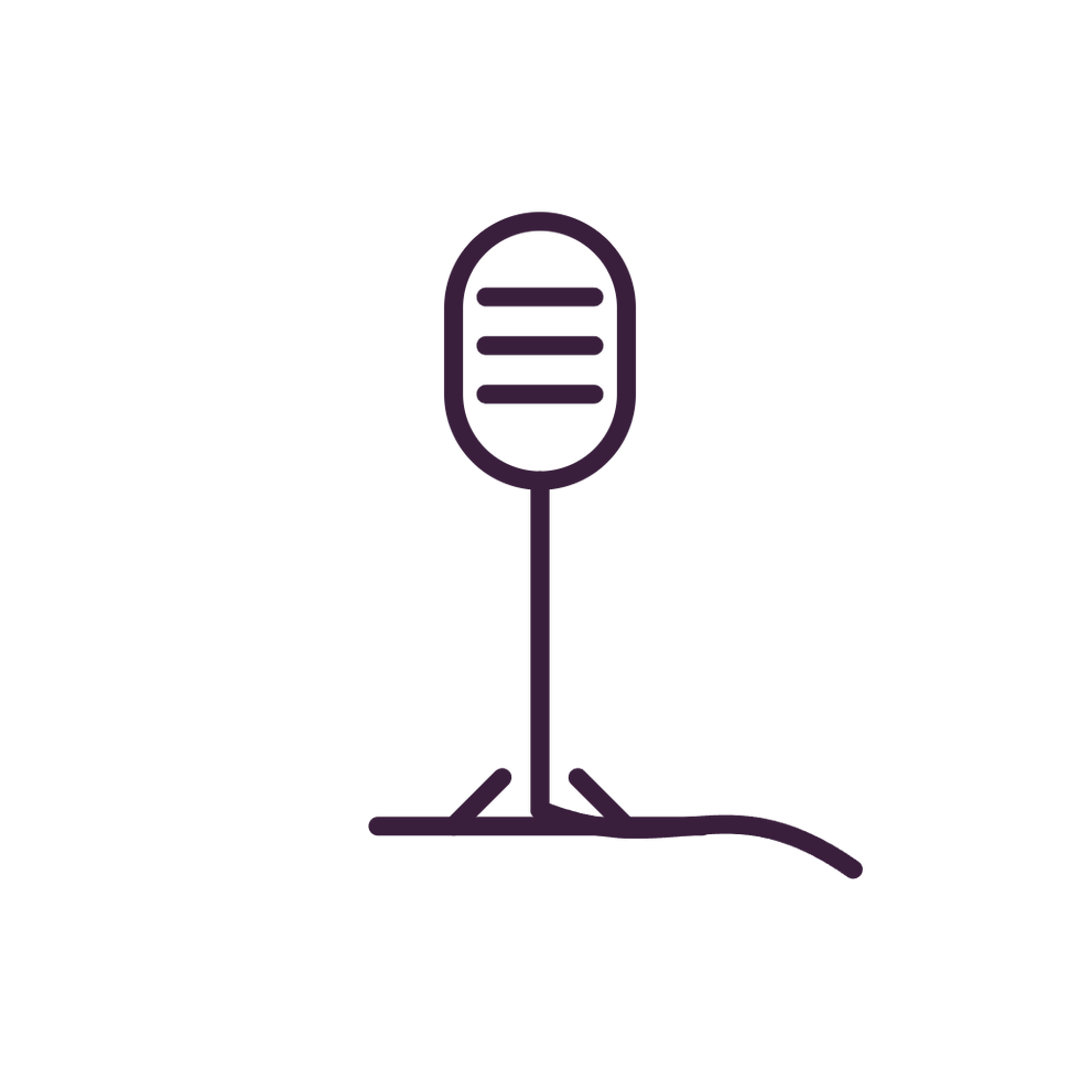 Purple microphone icon for a professional speaking coach.