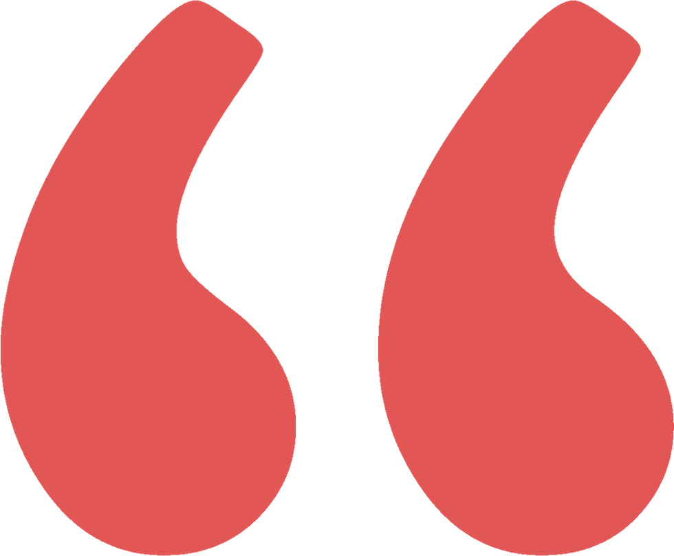 Red quotation marks for AI speaking coach testimonial