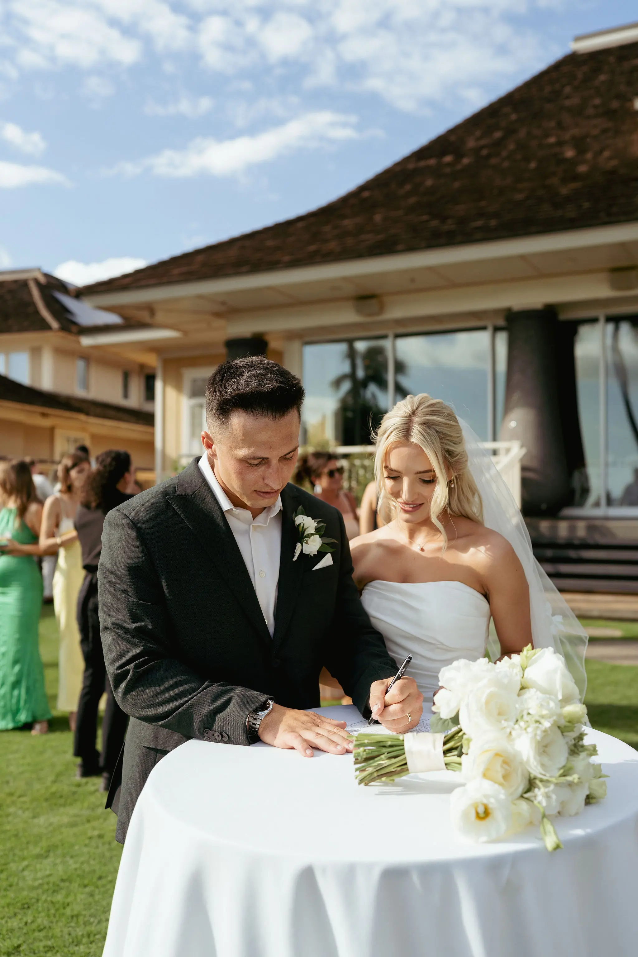 Maui wedding document signing