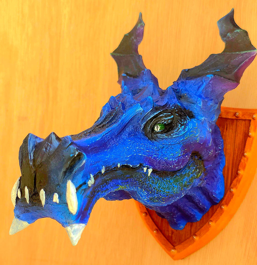 3D Printed Dragon Wall Plaque Hand Painted By ClawaBear