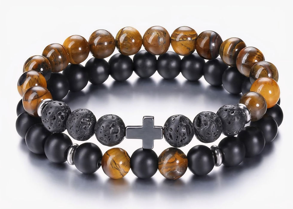 Men's Healing Crystal Cross Bracelets Set