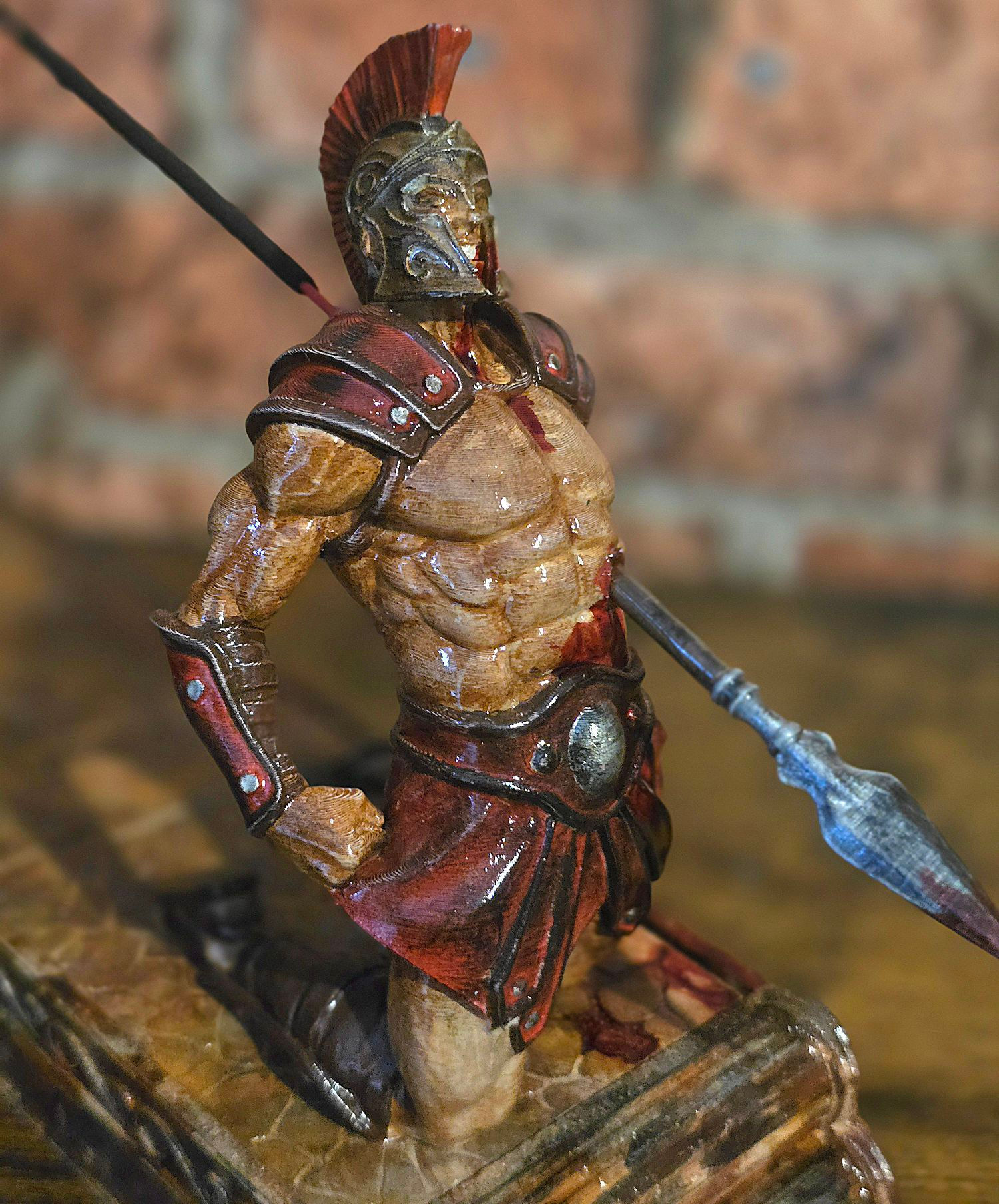Incense Burner Kneeling Spartan 3d printed And Hand Painted