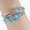 Thumbnail: Silver Plated Turquoise Beaded Wrap Bracelet