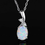 Thumbnail: Silver Plated White Fire Opal Necklace