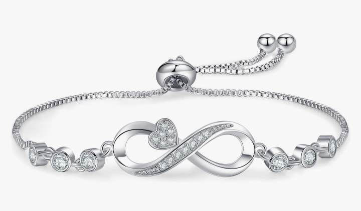 Sterling Silver Bracelet Infinity Love Bracelet With Cubic Zirconia