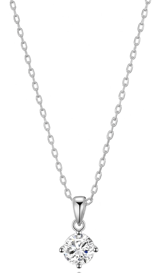 Sterling Silver Sparkling Elegance Solitaire Necklace