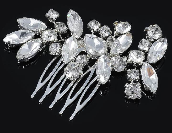 White Crystal and Rhinestone Wedding Hair Comb 