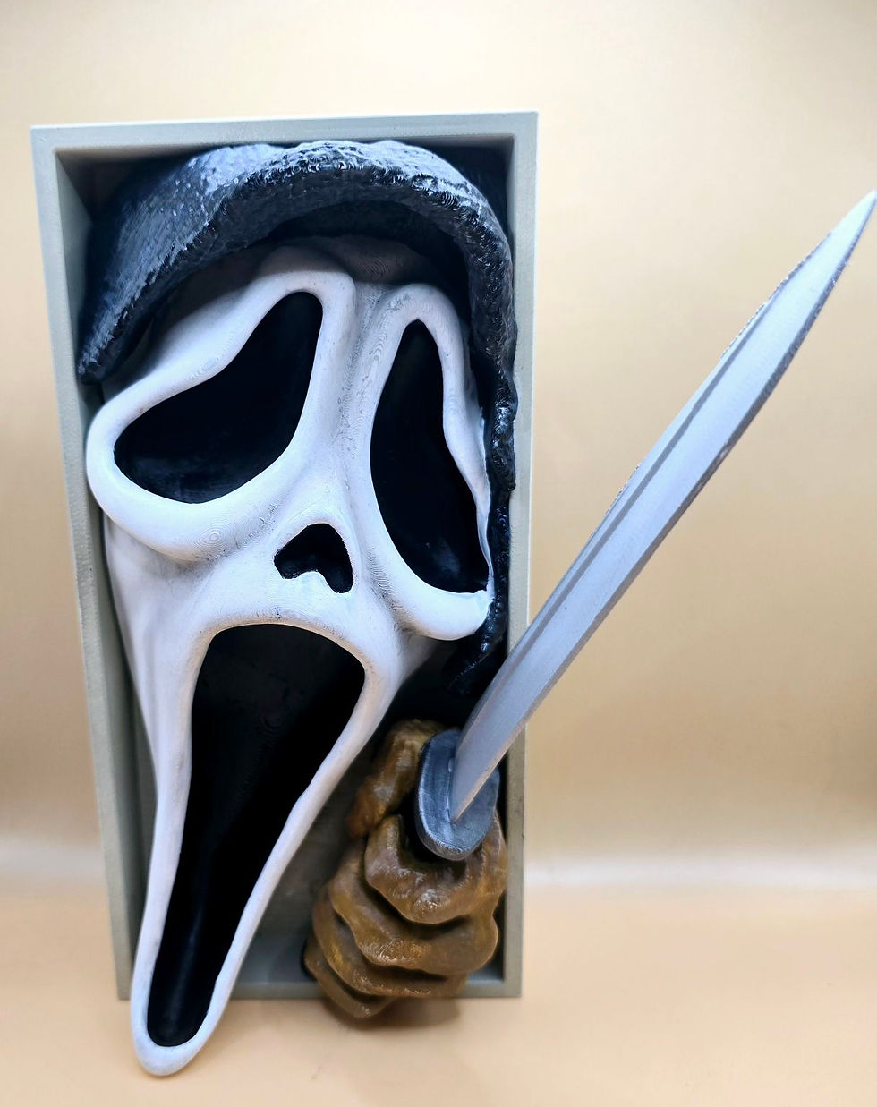 3D Printed And Hand Painted Ghost Face From Scream Book Nook