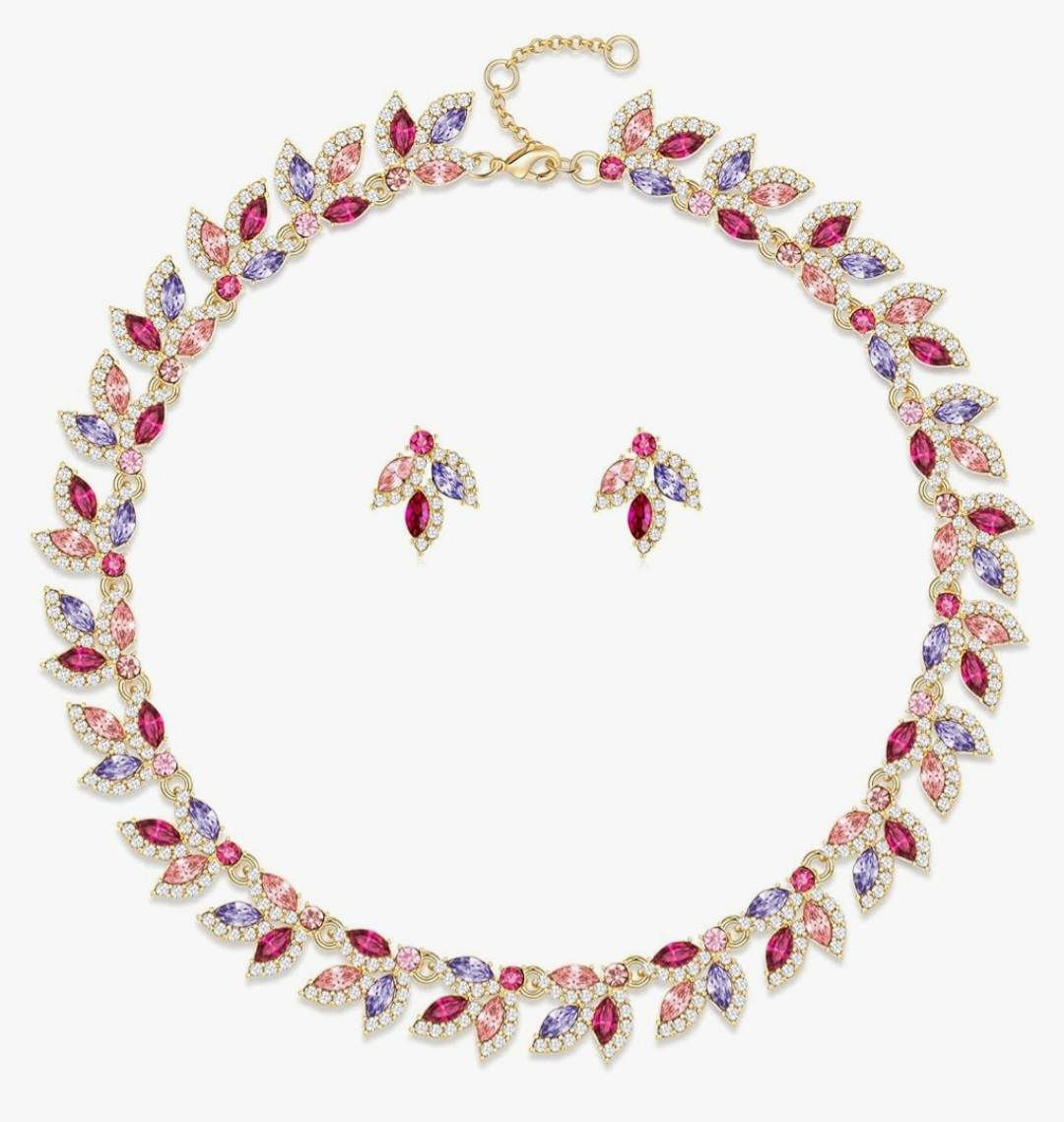 Multicolour Austrian Crystal Matching Bridal Jewellery Set