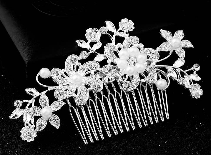 t: Bridal Wedding Hair Comb Pearl & Rhinestone