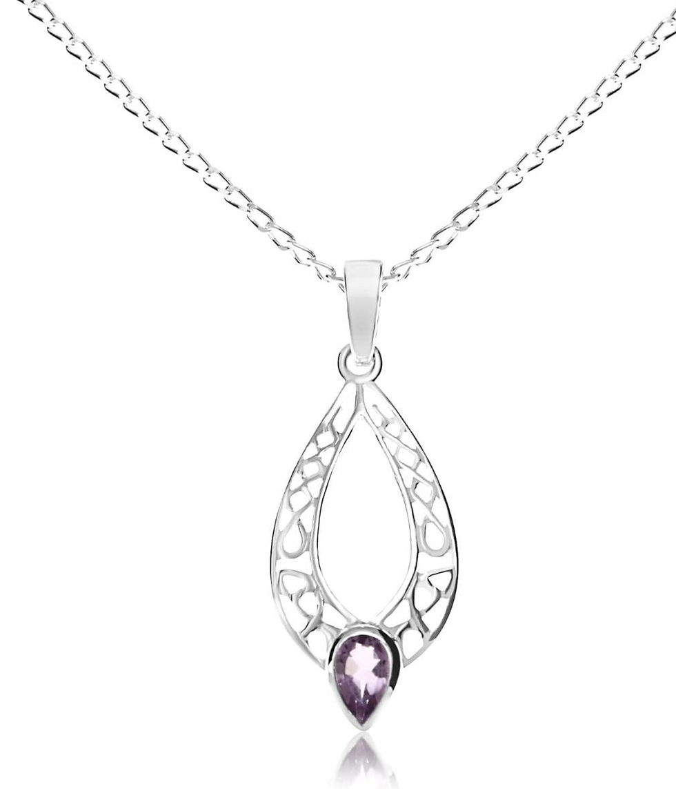 Sterling Silver Celtic Amethyst Pendant Necklace