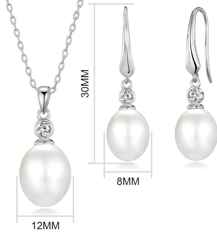 Dazzling Harmony: Sterling Silver White Pearl Drop Earrings 
