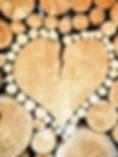 A face cord of fresh sut wood cutom made into a heart design for our About Us Page