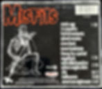 Thumbnail: Back cover of The Misfits’ Legacy of Brutality CD 1989 US reissue, showing tracklist with matching black, red, and white design