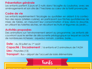Des places encore dispos pour le séjour en éco-gîte du 30 juillet au 1er août à Peyrolles