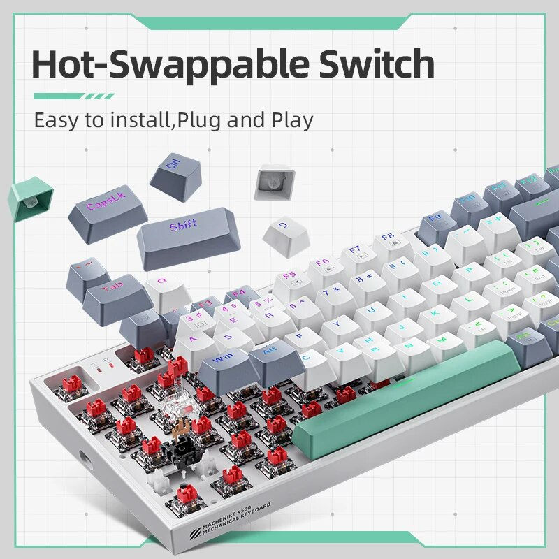 Thumbnail: MACHENIKE K500 Mechanical Keyboard Wired Gaming Keyboard K500-B94 Hot Swappable 